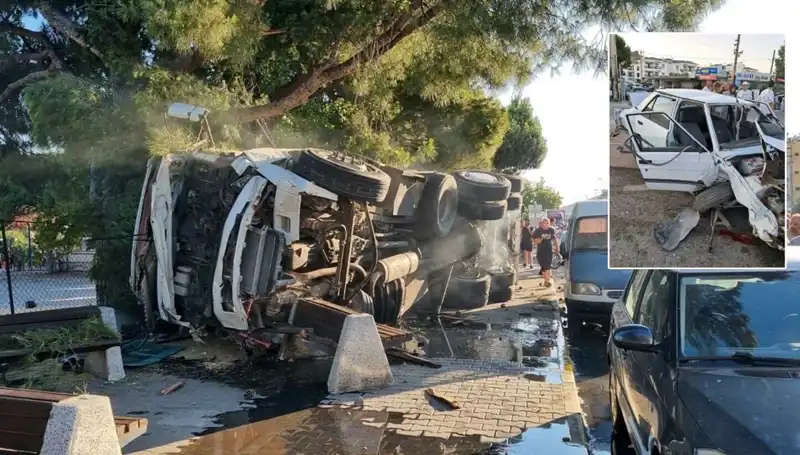 Freni Patlayan Kamyon, Kaza Anında Trafik Işığında Bekleyen Araçlara Çarptı!